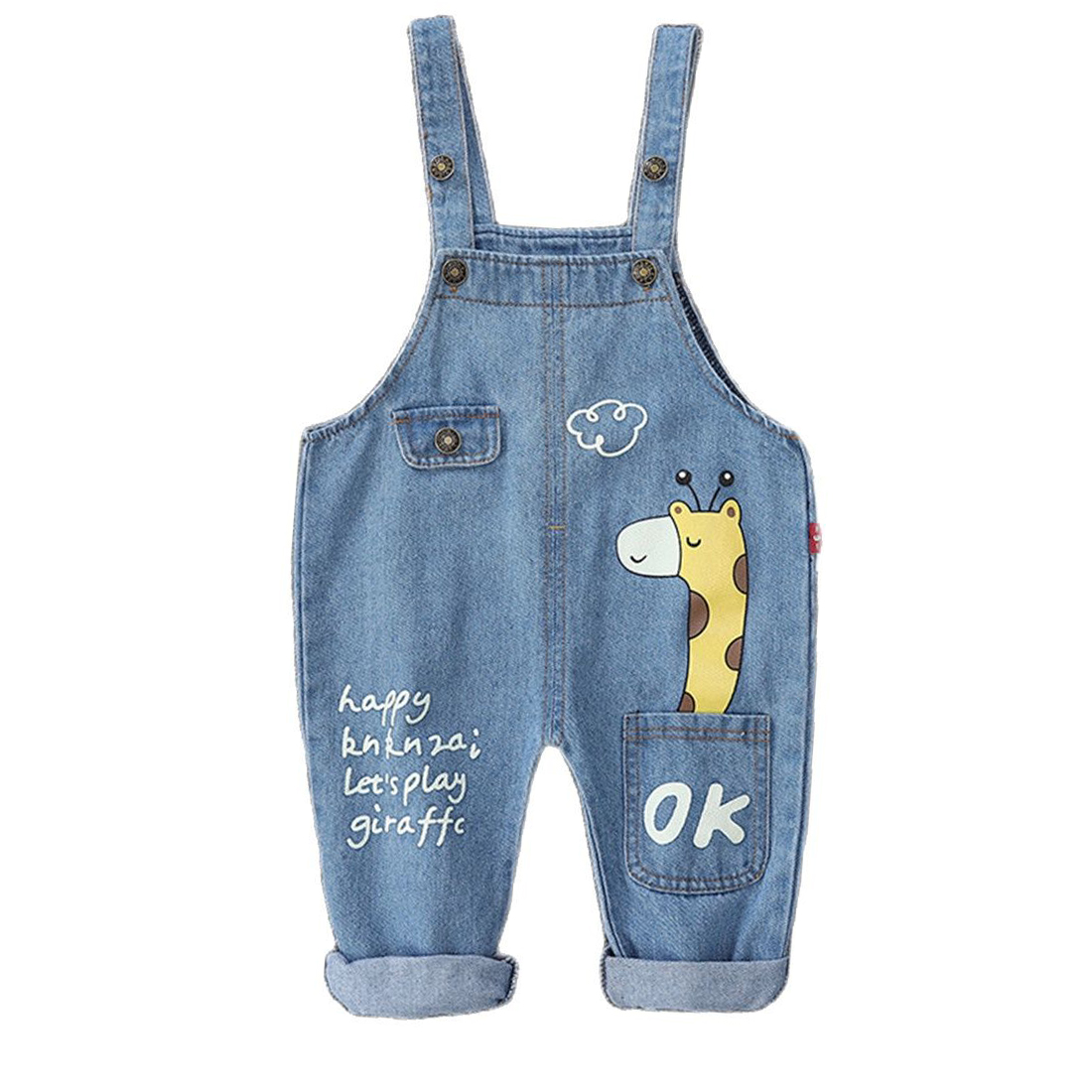 Jongens Jeans Overalls Mode Herfst Kinderen Band Cartoon Giraffe Katoen Jumpsuit Casual Kids Meisjes Kleding Overalls Broek