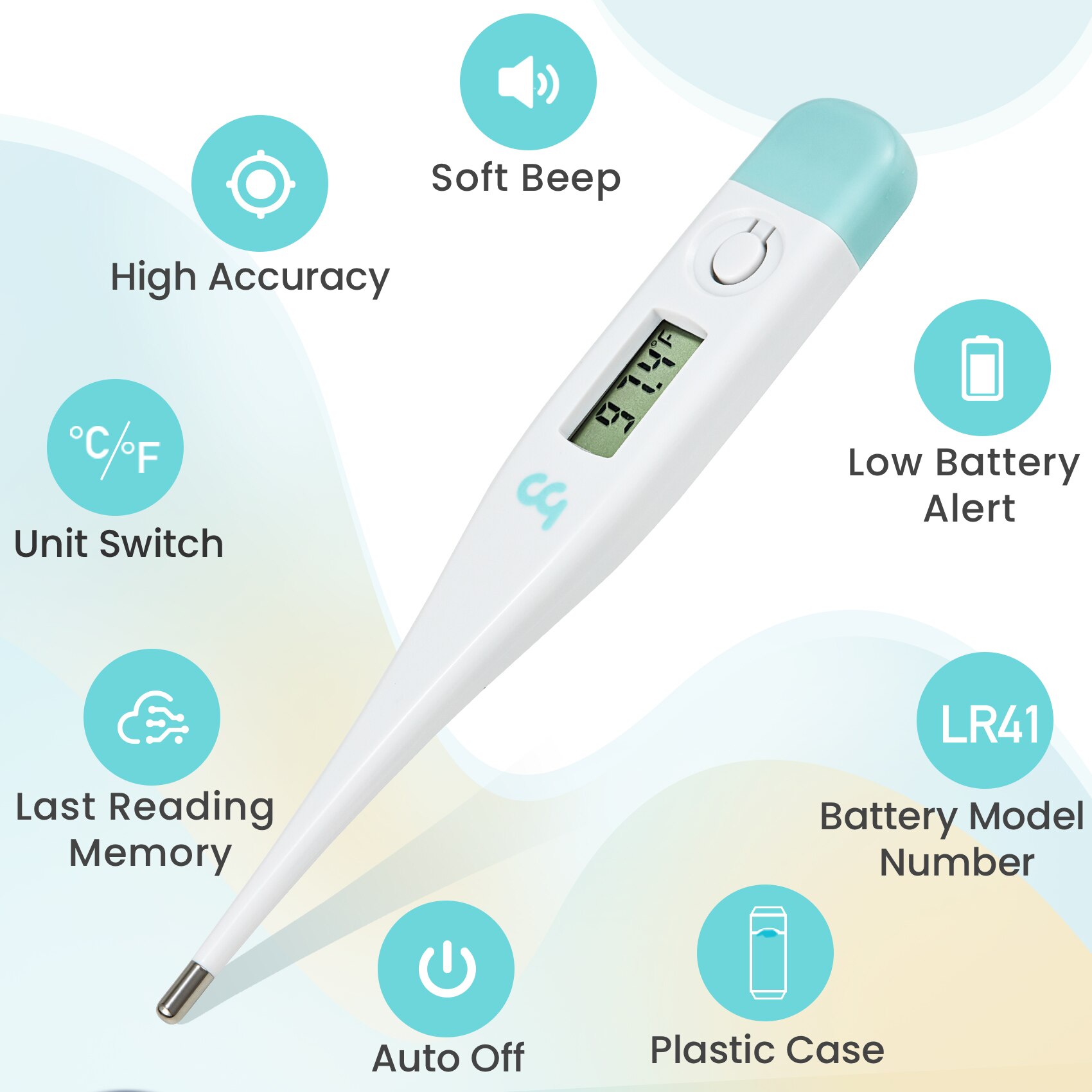 Femometer Oral Digital Thermometer for Fever Underarm Rectal Thermometer for Adults and Kids Accurate with Unit Switch
