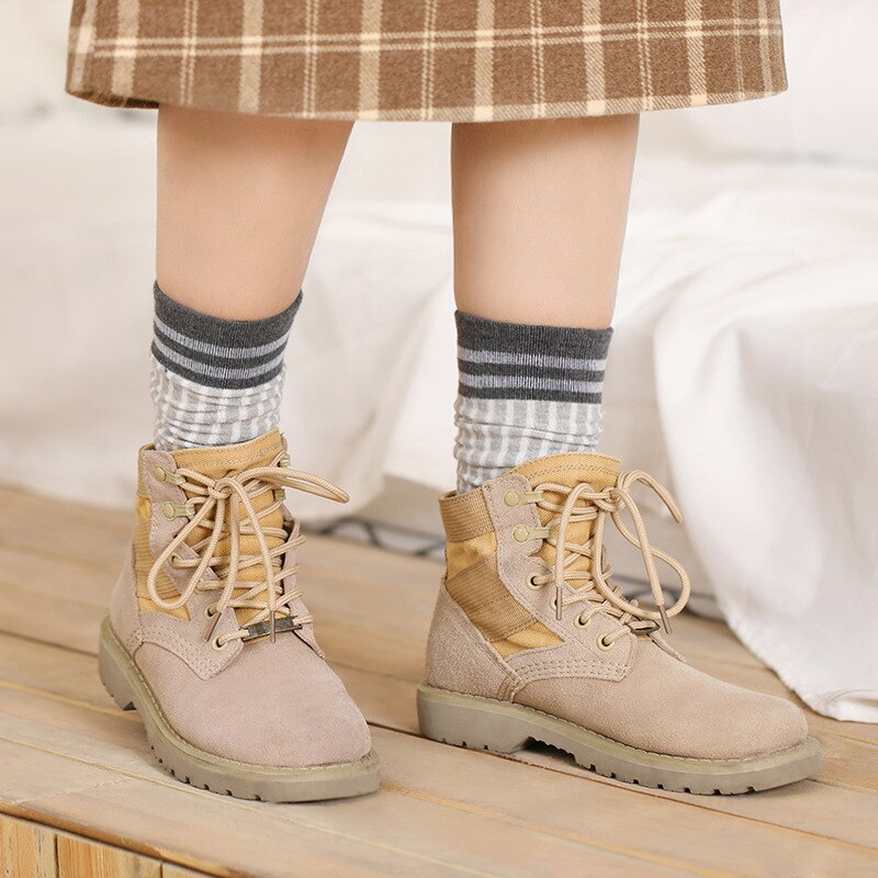 Elifashion koreaanse versie herfst & winter tube sokken retro dames sokken warm & ademend lange tube stapel katoenen sokken 2- voudig te dragen: D