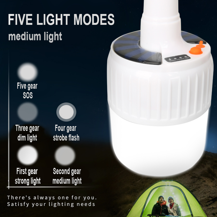 100W LED-campinglamp op zonne-energie Oplaadbare LED-bubbelwerklamp op zonne-energie met afstandsbediening Noodverlichting Tentwandelverlichting