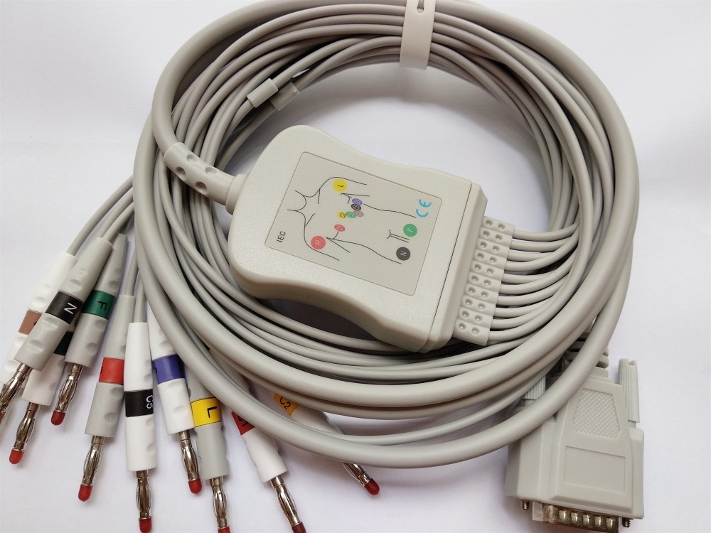 Kompatibel Nihon Kohden one piece ecg/ekg kabel 10 führt banana end IEC standard, für ECG-1250, ECG-1350, ECG-9101/9130/9132/9620