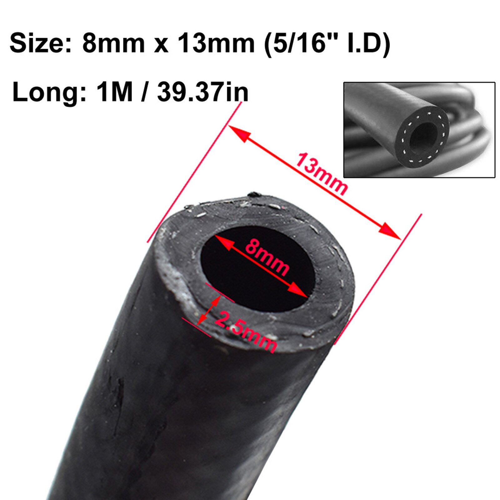 5mm 6mm 8mm 10mm Innen/10mm 11mm 13mm 15mm Außen Durchmesser auto Kraftstoff Schlauch Motor Anti-aging Gummi Luft Vakuum Öl Benzin Schlauch: 8mm x 13mm 1M