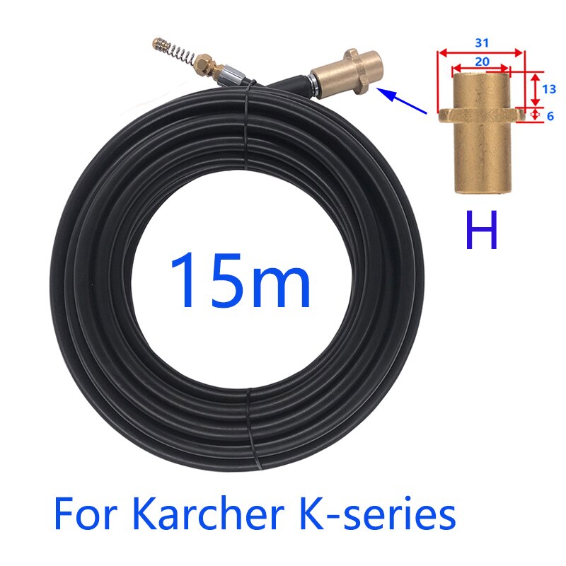 15 Meter Riool Drain Tuinslang Baggeren Schoner Kits Voor Karcher Lavor Interskol Huter Nilfisk Stihl Elitech Hogedrukreiniger: Blauw