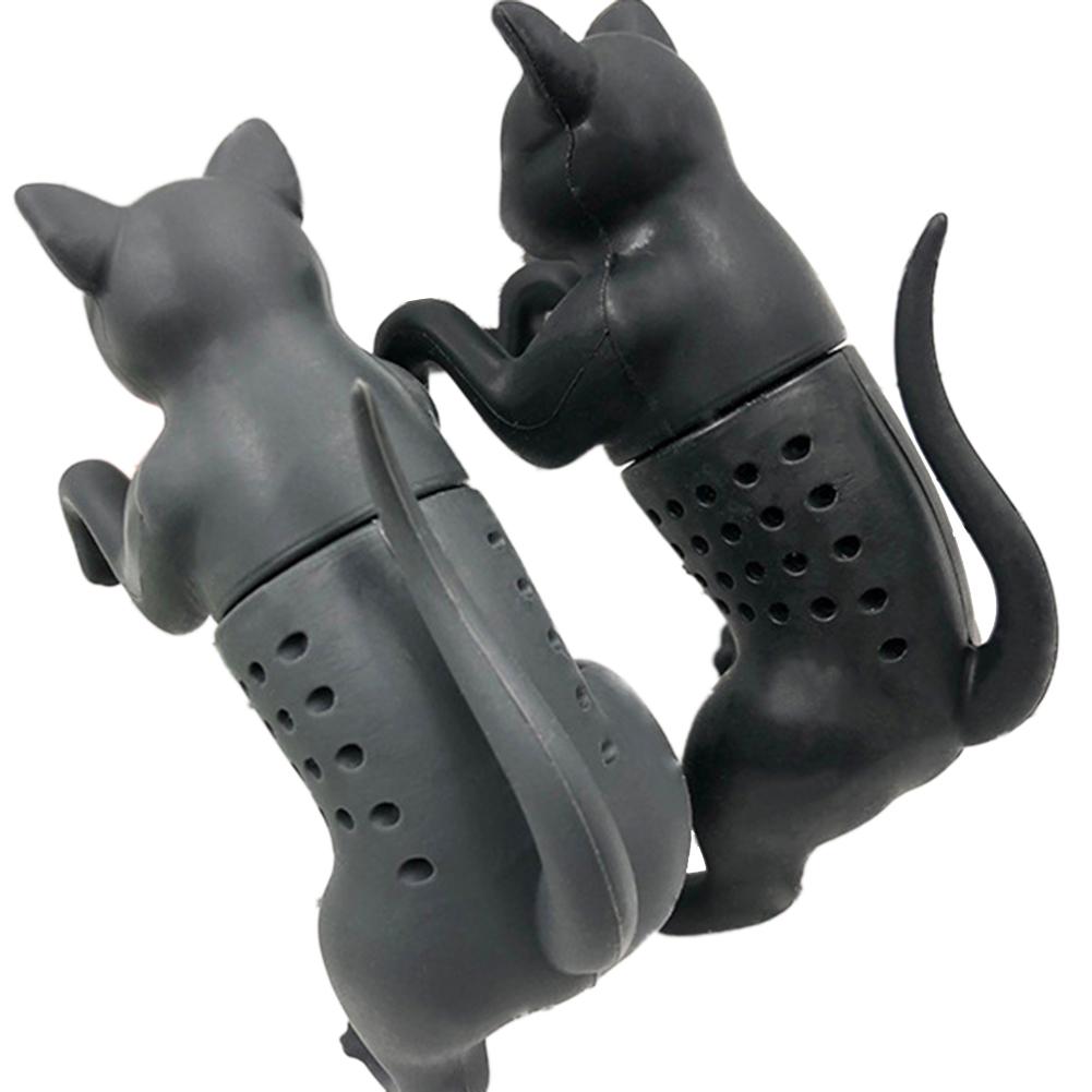 Svart grå kjæledyr katt te infuser matkvalitet silikon gummi te sil dyre katt tepose sil urte filter krydder diffuser
