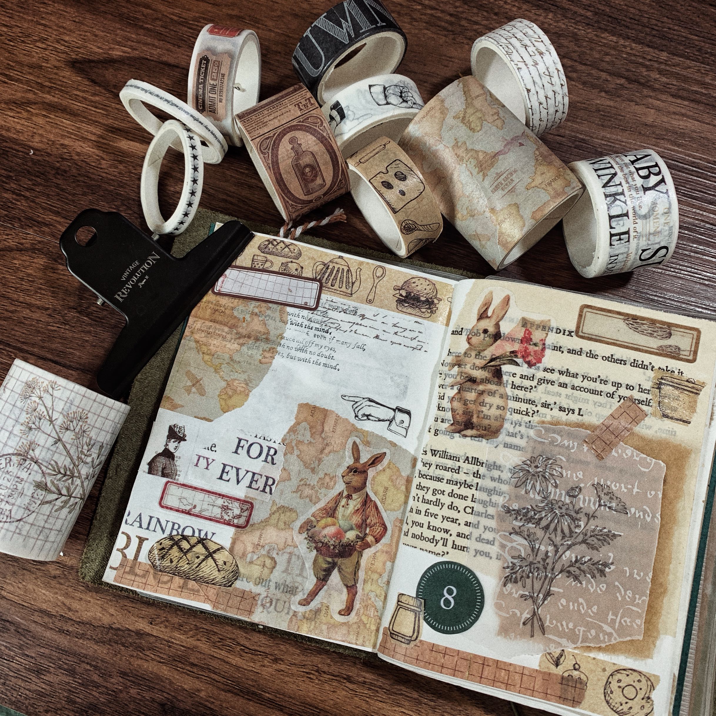 7rolls/box Vintage Kraft Paper Grid/Ticket/Map/English Manuscript/Number/Alphabet/Week Washi Tape DIY Scrapbooking Masking Tape