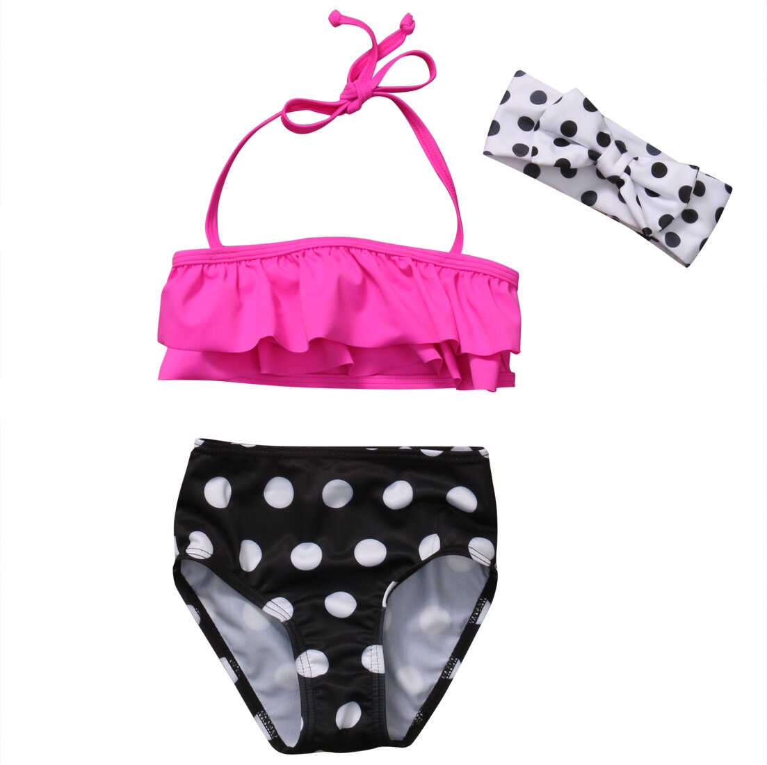 Små piger todelt polkaprikker badedragt børn baby pige bikini dragt badetøj badning svømning svømmer kostume tøj: 1 2 år