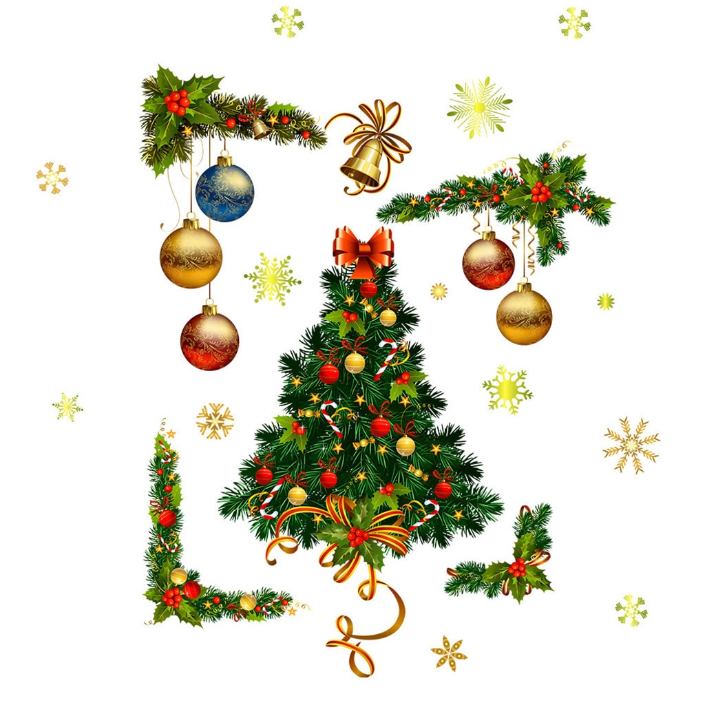 Christmas Wall Stickers Large Christmas Tree Sticker Removable Decal Home Decor Shopping Mall Window Decoration #3