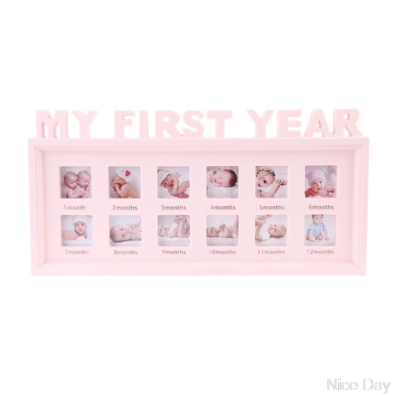 Cuadros creativos DIY de "Mi primer año" para bebé de 0 a 12 meses, marco de fotos de plástico, recuerdos conmemorativos para niños, A07 20