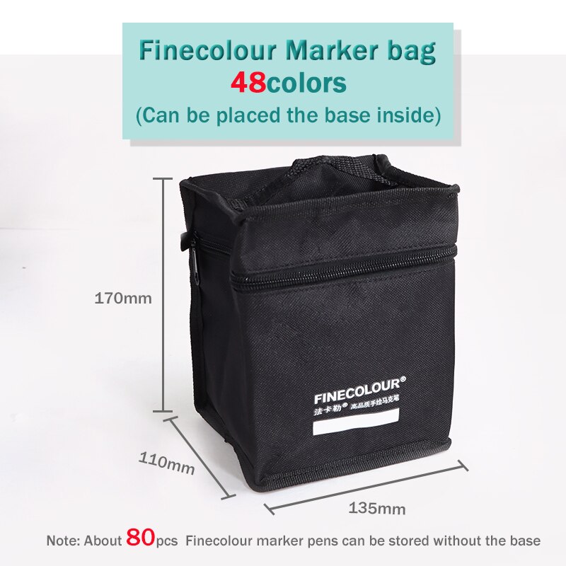 Finecolour Marker Pens Storage Bag &amp; Base 12/24/36 Holes EF100/101/102/103 Zipper Bag Multifunctional Base Penholder Ink Base: Marker-bag-48colors