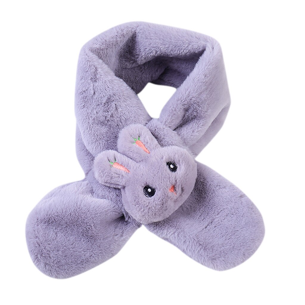 Efterår og vinter søde kaninstil 2-8 år drenge og piger børn holder varme sjaler tørklæder krave fortykning vinter tørklæde: Lilla