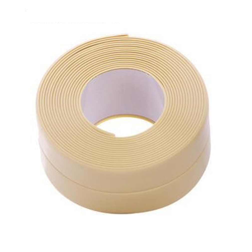 Keuken Pvc Waterdicht Meeldauw Proof Tape Lijn Hoek Naden Vocht Bescherming Collision Rubberen Strip Muurstickers: Cream color