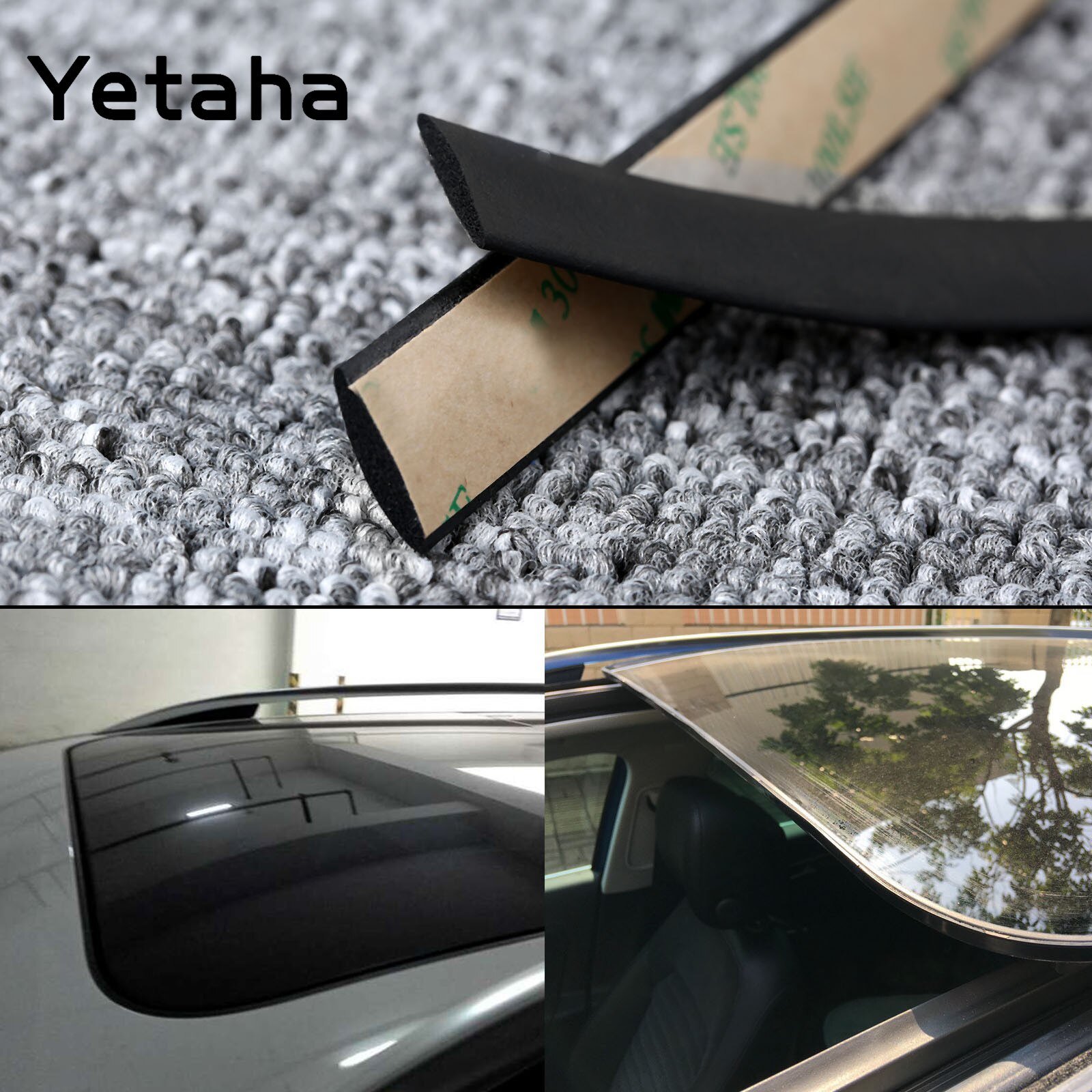 Yetaha 5 Meters Waterproof Rubber Sealing Strips Trim Weatherstrip For Auto Car Front Rear Windshield Sunroof Triangular Window