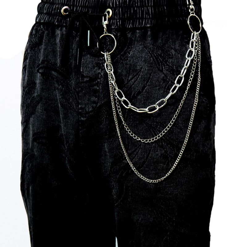 punk Streetwear jeans motociclista collegamento Keychain Pantaloni Mutil Strato grosso Wasit Cinghia Della Catena Del Raccoglitore Catena Gioelleria Raffinata E Alla Moda unisex