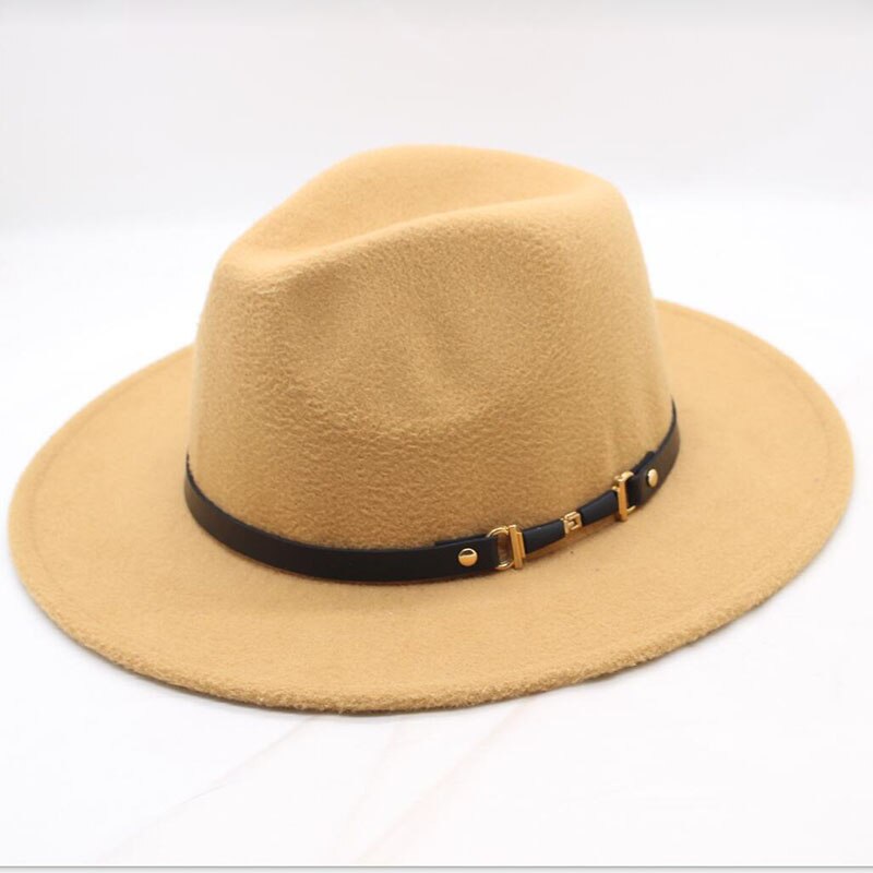 Chapeu Feutre Women's Chapeu Feminino Fedora Hat For Laday Wide Brim Sombreros Jazz Church Cap Panama Fedora top hat: Camel
