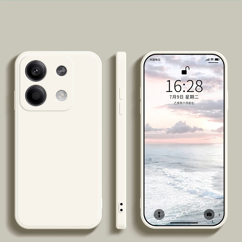 Redmi nota 13 pro 4g caso de silicone líquido macio tpu capa para xiaomi redmi nota 13 note13pro plus note13 pro 5g caso telefone: TELA DE PINTURA / Bege
