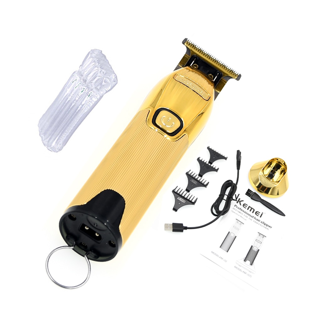 Kemei Gold Cordless Electric Clipper 0.1mm T Blade Beard Trimmer LCD Trimmers With Charging Base Hair Cutter: i32s no box