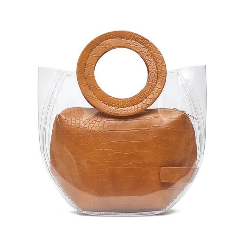 Ensemble de sacs à main pour femmes, lot de 2 pièces, emballage transparent en pvc, seau, chignon, maman, bagages, ,