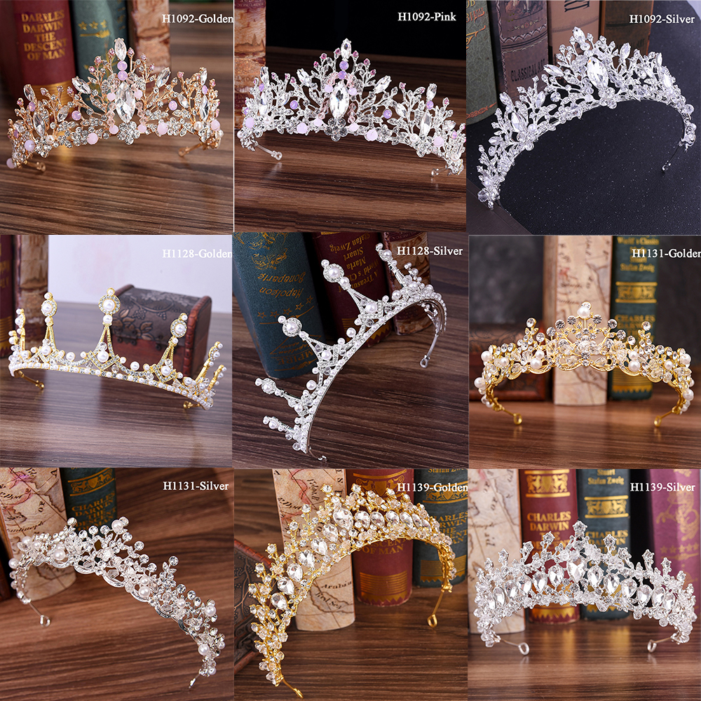 Traugel-couronne de mariée en or, diadème de luxe, couronne de mariage, accessoires de bijouterie pour femmes