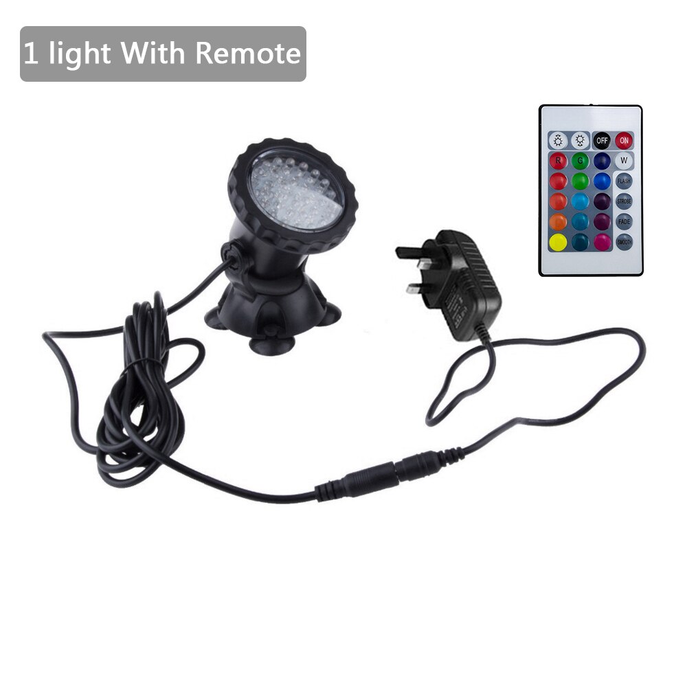 Luz LED subacuática RGB IP68, lámpara de acuario impermeable, 36LED, luz de punto de paisaje para piscina, tanque, fuentes, estanque de agua