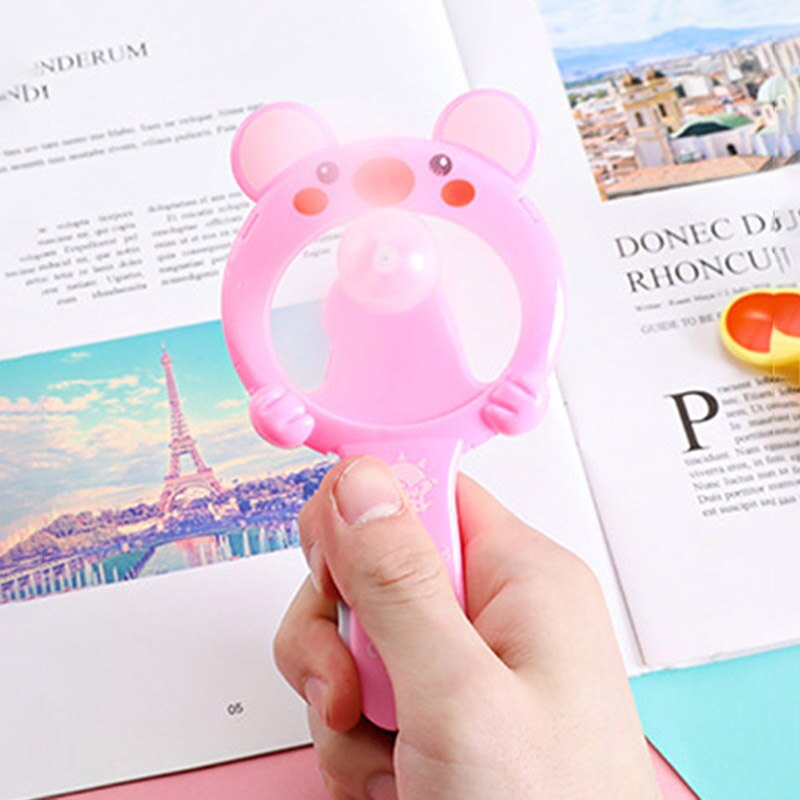1PC Kids Mini Portable Cartoon Cubs Hand Pressure Fan Page Manual Handheld Summer Mini Cooling Air Conditioner for Children