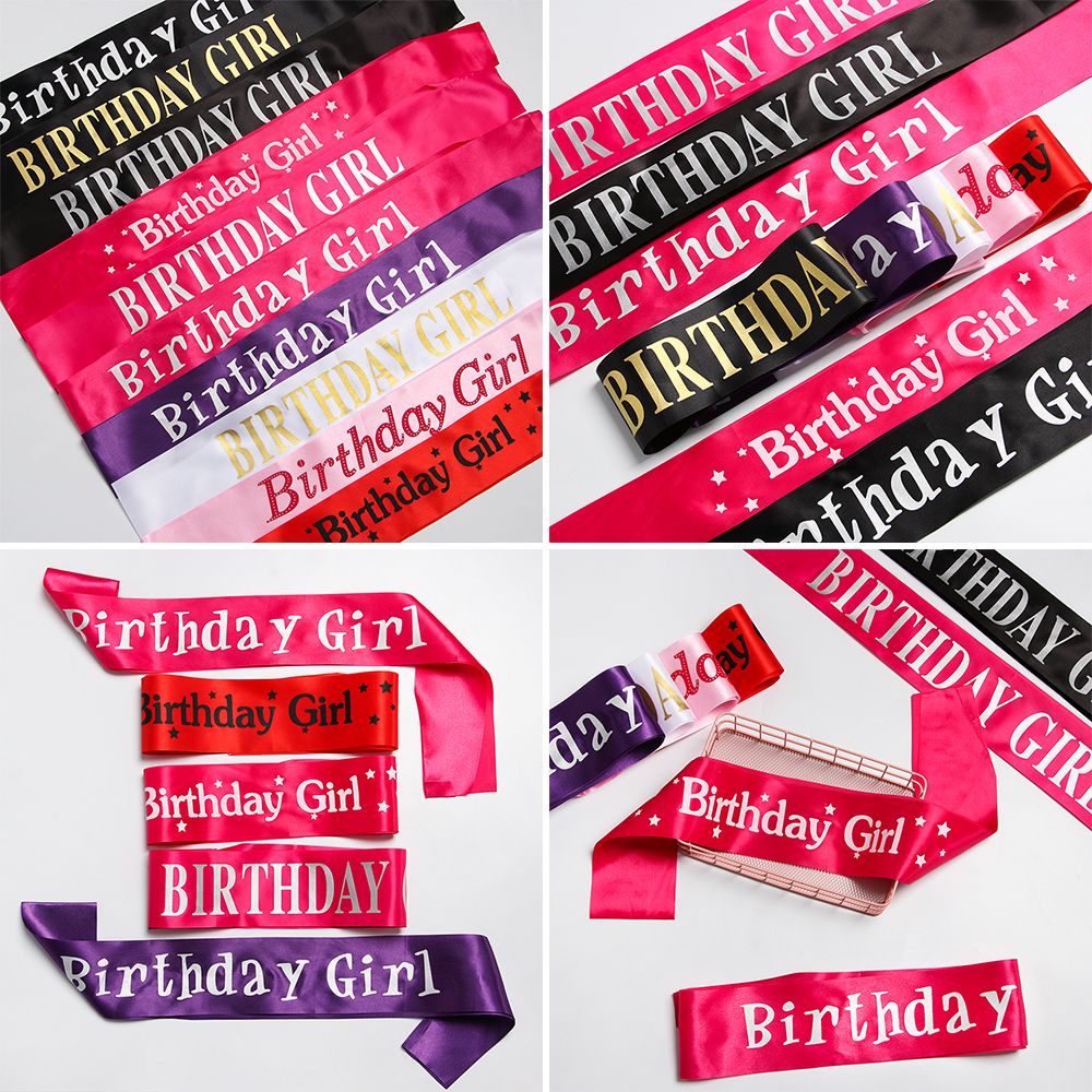 Birthday Girl Ribbons Shoulder Girdle Birthday Girl Glitter Satin Sash Mermaid Party Supplies Decoration Accessories