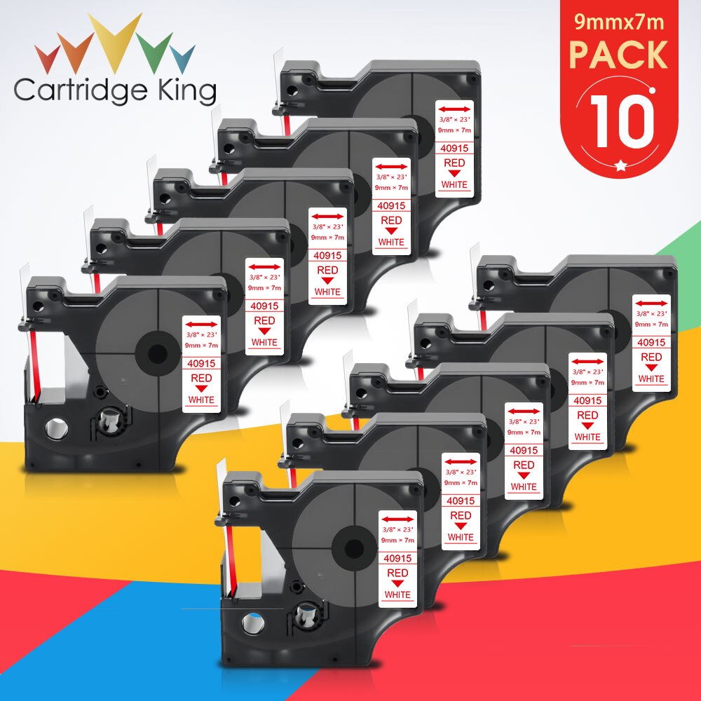 10PK 40913 9mm taśma z etykietami dla D1 DYMO 40913 czarny na białym kompatybilny z DYMO LabelPoint Label Manager 160 280 420P drukarka do etykiet: Red on White