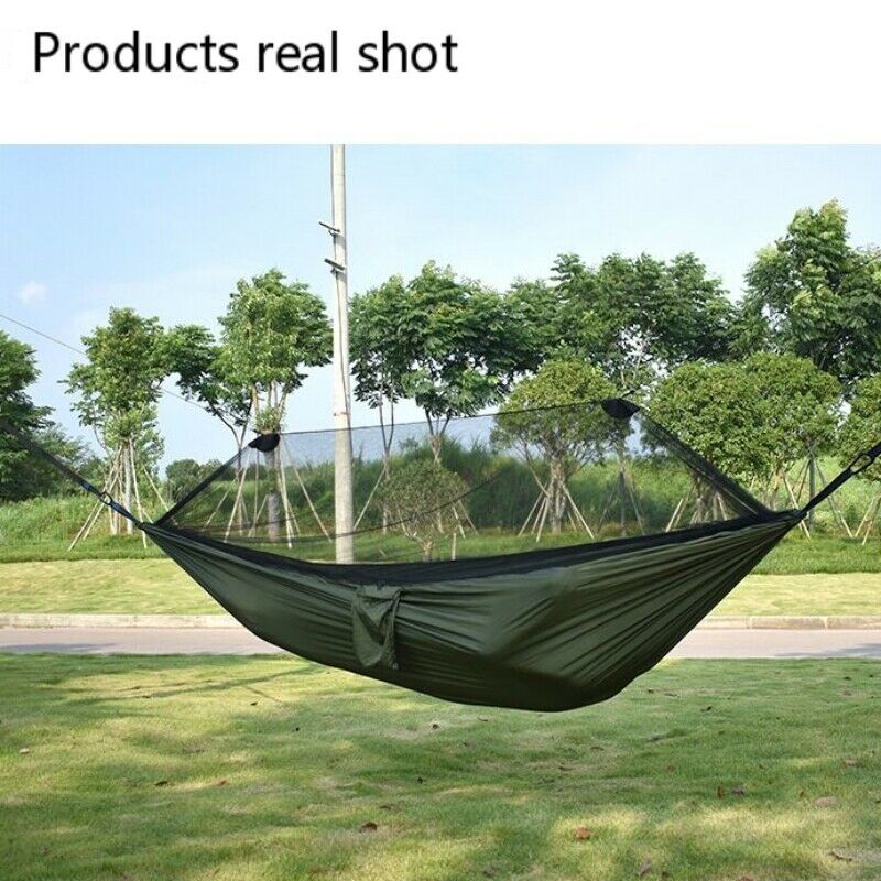 Double Nylon Pull Button Bed Net Hammock Camping Hammock Mosquito Proof Outdoor