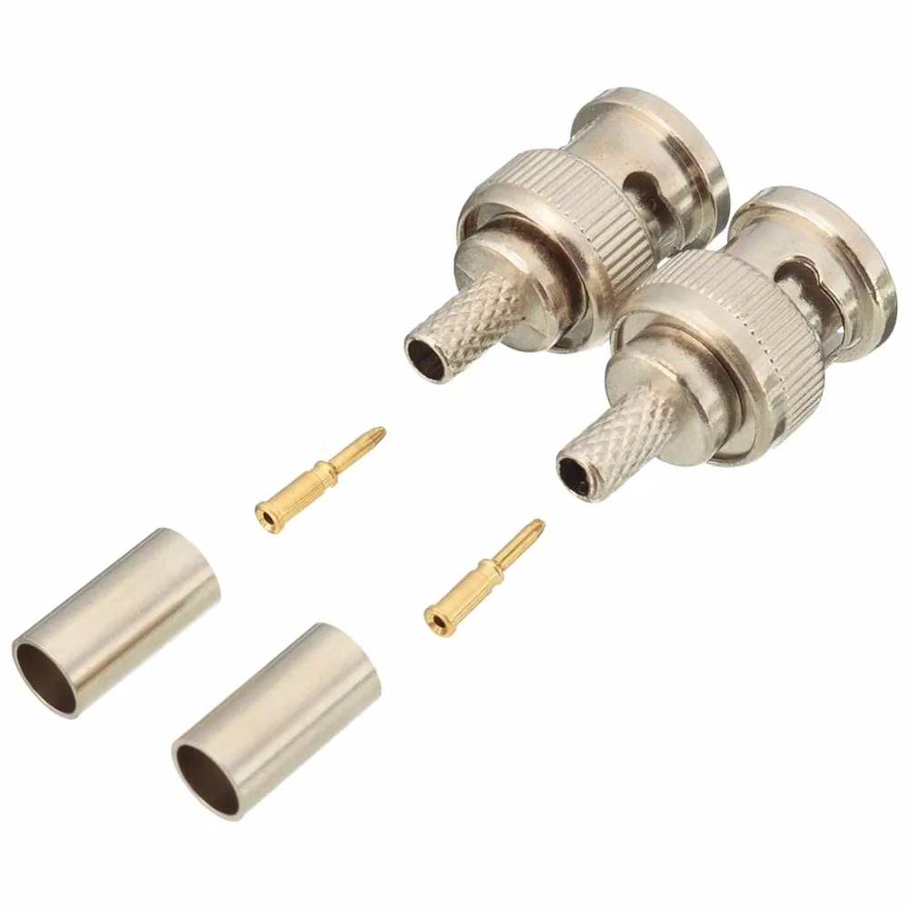100 stücke BNC RG58 RG59 RG60 Stecker crimpen Anschlüsse für CCTV Kamera Verbinden Anpwoo BNC Kommunikation Konverter sicherheit IPC
