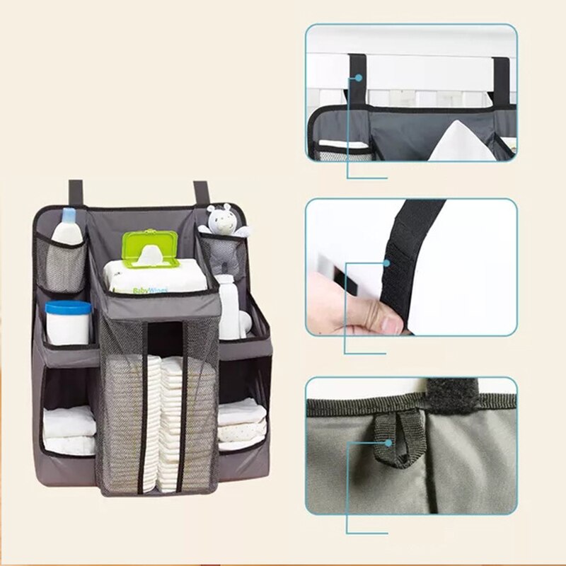 Baby Crib Organizer Opknoping Zakken Voor Pasgeboren Baby Beddengoed Set Organizer Luier Opbergtas Luiertas Kids Bed Linnen