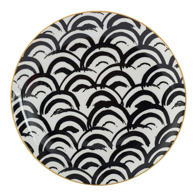 Bordservice keramisk middagstallerken sæt fad 8/10 tommer porcelæn sød dessert tallerken spisestel europæisk geometri moderne tallerken: 2 / 8 inches
