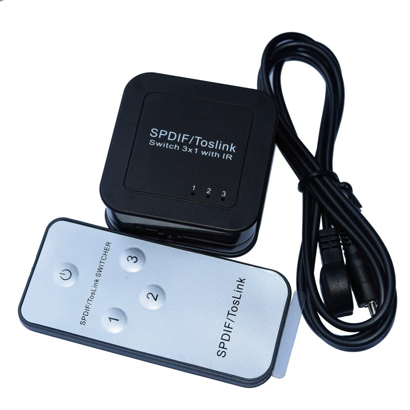 -Optical Toslink SPDIF o Switch 3X1 Aluminum Switcher 3 in 1 Out Support LPCM2.0/DTS/Dolby-AC3 Digital Optical Switcher(E