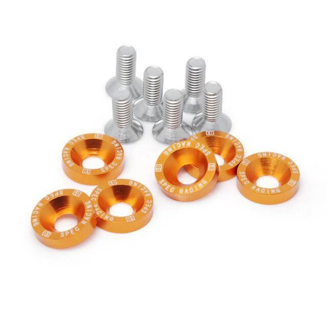 6PCS M8 Car Modified Hex Fasteners Fender Washer Bumper Engine Concave Screws,Concave Conical Decorative Groove Washer: F-M8