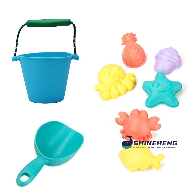 Children Beach Toys Silicone Bucket Summer Digging Sand Tools Summer Baby Water Game Play Outdoor Toy Set Sandbox for Boys Girls: SKU-009