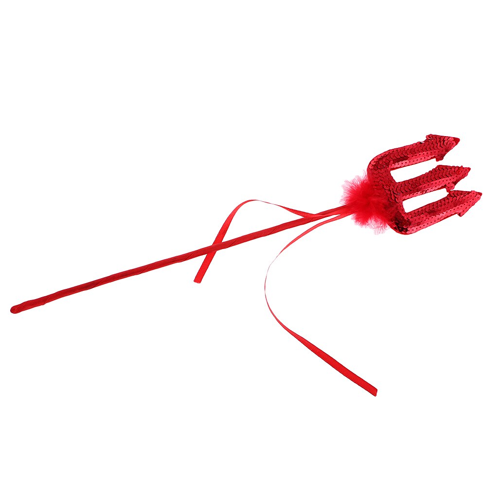 Red Sequin Devil Trident Pitchfork Costume Hen Night Party Accessories
