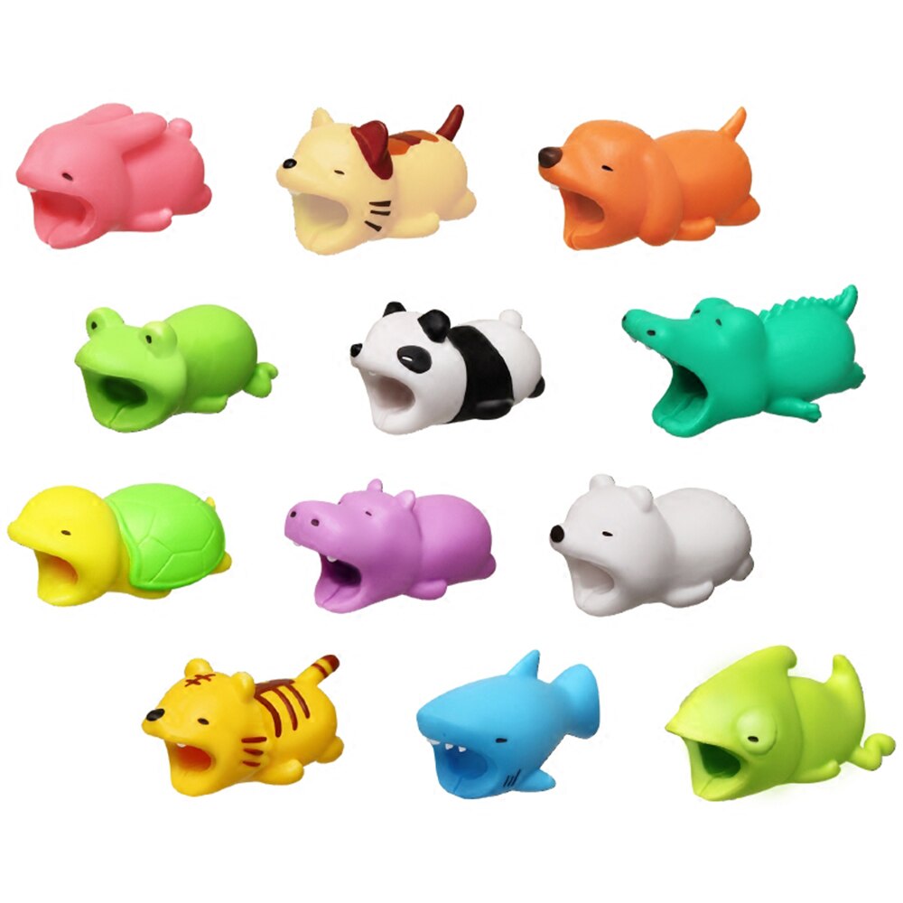 Cute Animal Bite USB Cable Protector Data Line Cord Protector Case Cable Winder Cover For iPhone X Android Charging Cable
