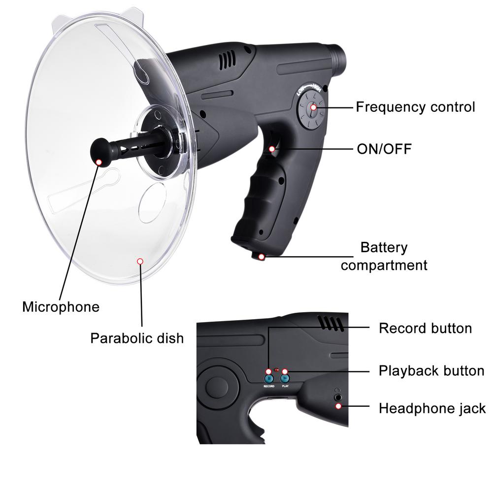 Telescopio de enfoque parabólico 8X 21, telescopio Monocular con micrófono direccional para Ornitología, para escuchar aves al aire libre