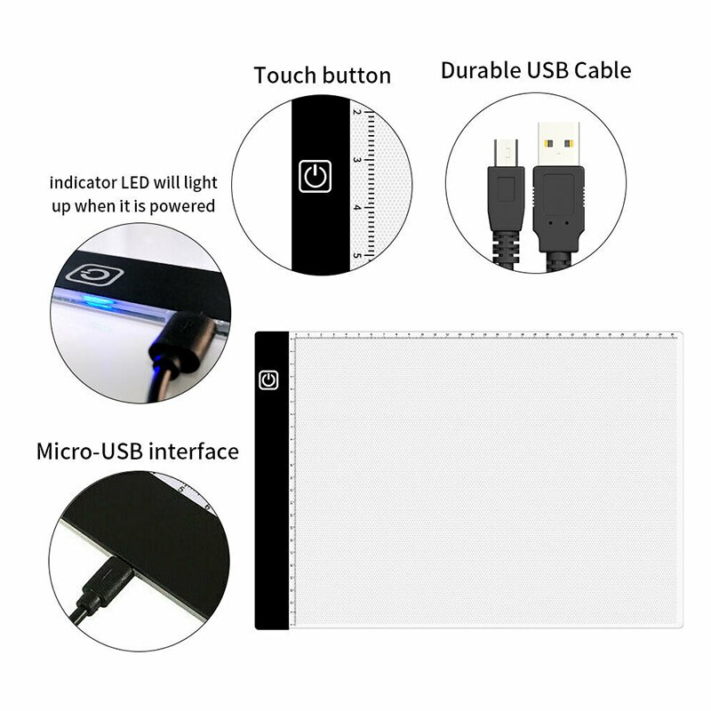 A3/A4 LED Light Box Pad Tracing Drawing Board USB Powered Ultra-thin Painting Pad Animation Tablet Copy Lightbox With Scale