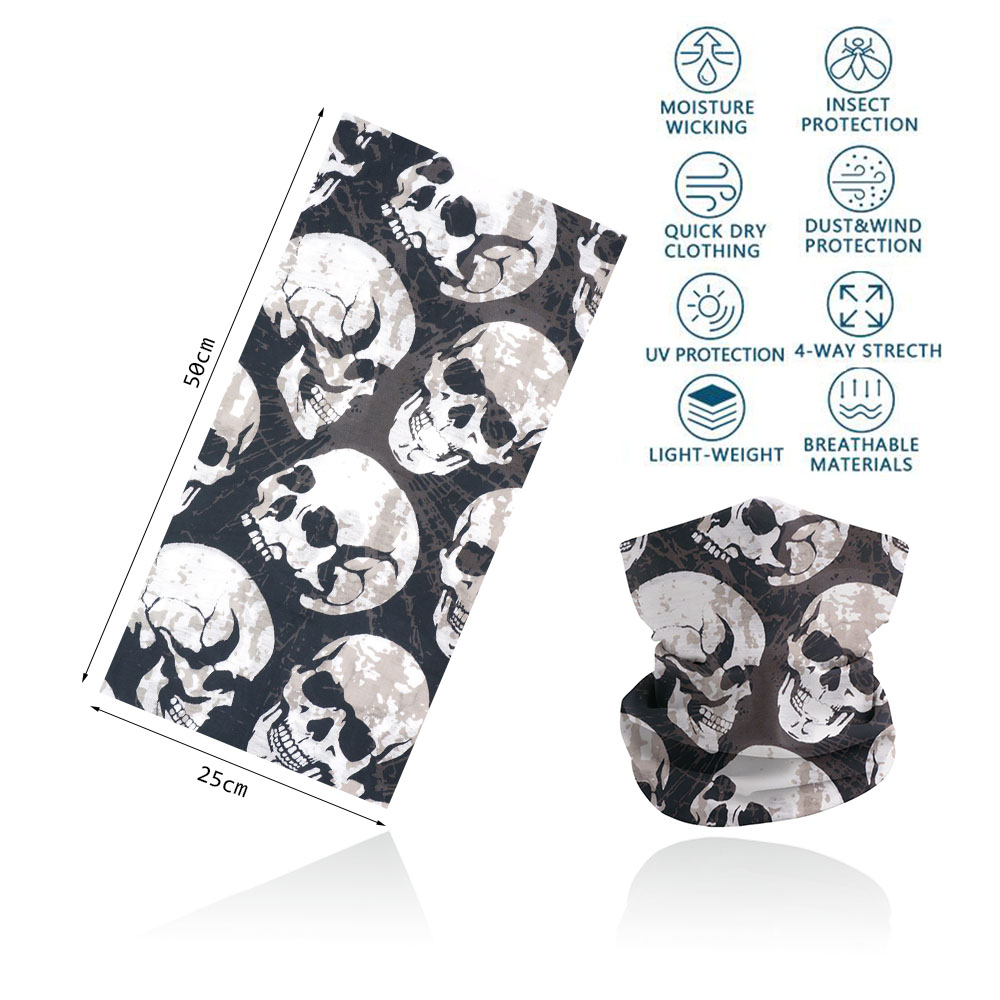 Ademend Schedel Halsbeenkap Voor Fietsen Wandelen Vissen Uv-bescherming Quickdry Zwart Bandana Mannen Vrouwen Art Printing Sjaal: Sky Blue