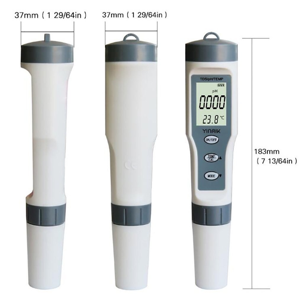 PH Meter 3 in 1 PH/TDS/Temperature Meter Digital Water Monitor Tester Detector for Pools Drinking Water Aquariums