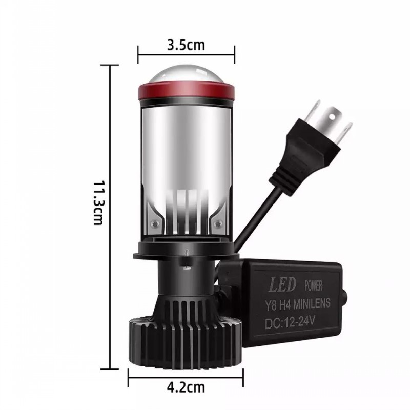Y8 H4 LED Headlights car H4 Mini Projector Lens 6000K Super Bright 30000LM High Low Beam Auto led lights DC9-32V