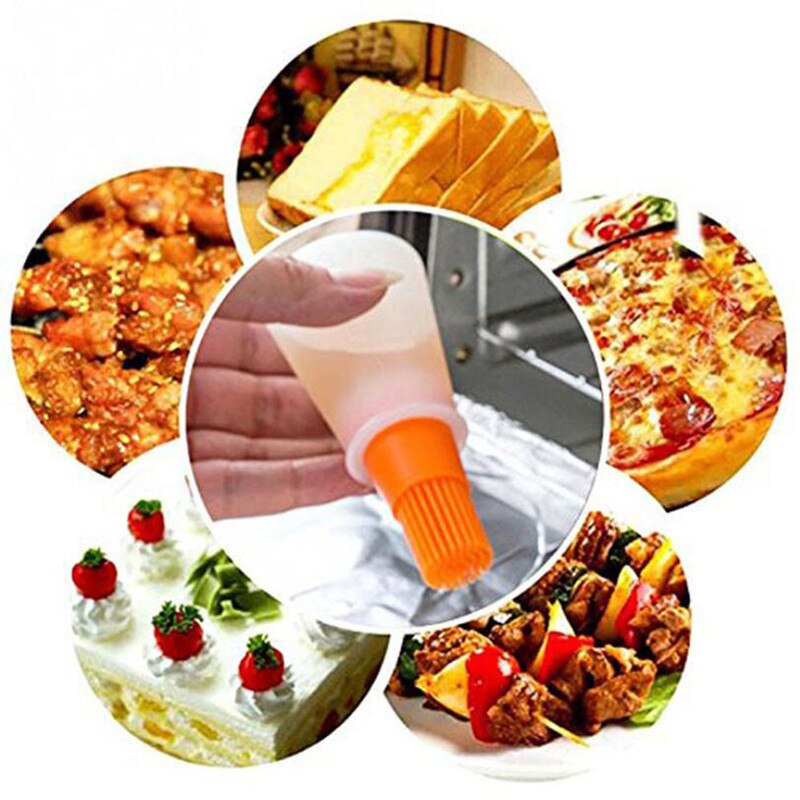 Bouteille d'huile en Silicone Portable avec brosse, brosses à huile pour Grill, huile liquide, pâtisserie, outil de cuisine pour BBQ, 1 pièces