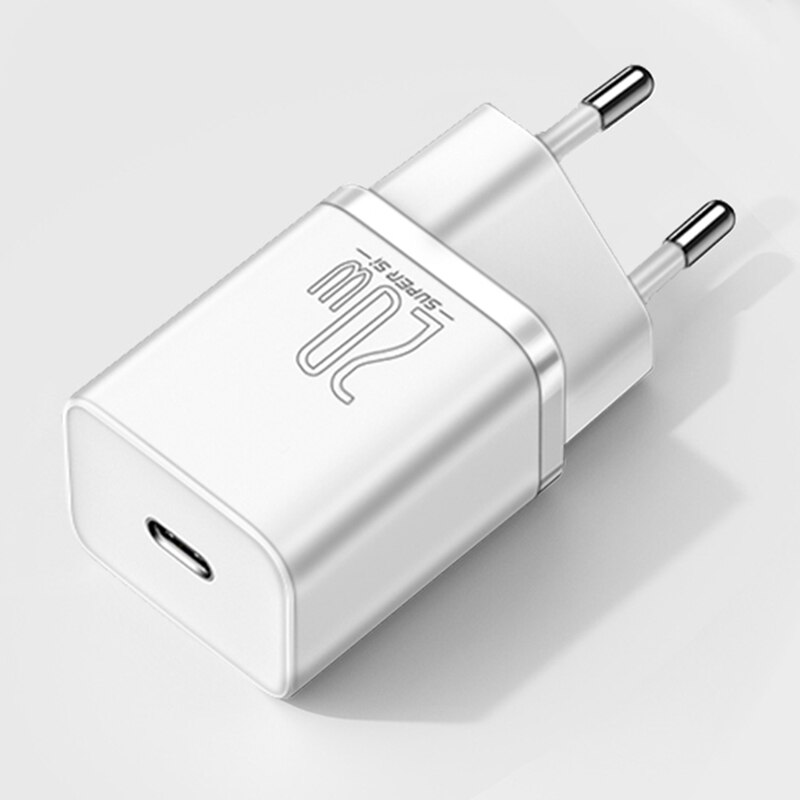 Baseus super  si 20w usb-c-ladegerät für iphone 12 pro max pd schnelllade-usb-c-reiseladegerät für iphone 12 mini: 20w weiße ladegeräte