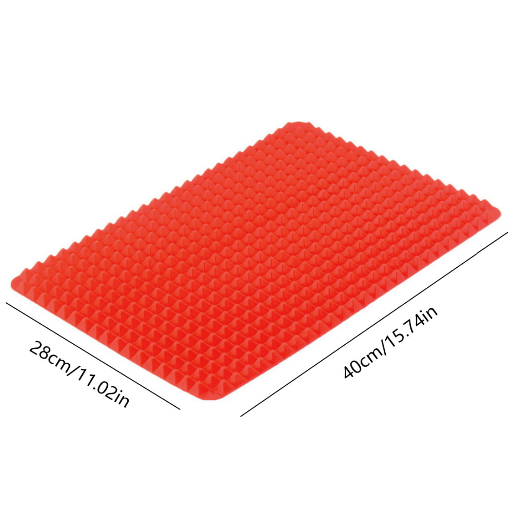 Pyramid Silicone Microwave Oven Roasting Mat Red Pyramid Pan Silicone Non Stick Reducing BBQ Mat Kitchen Baking Tray Cooking Pad