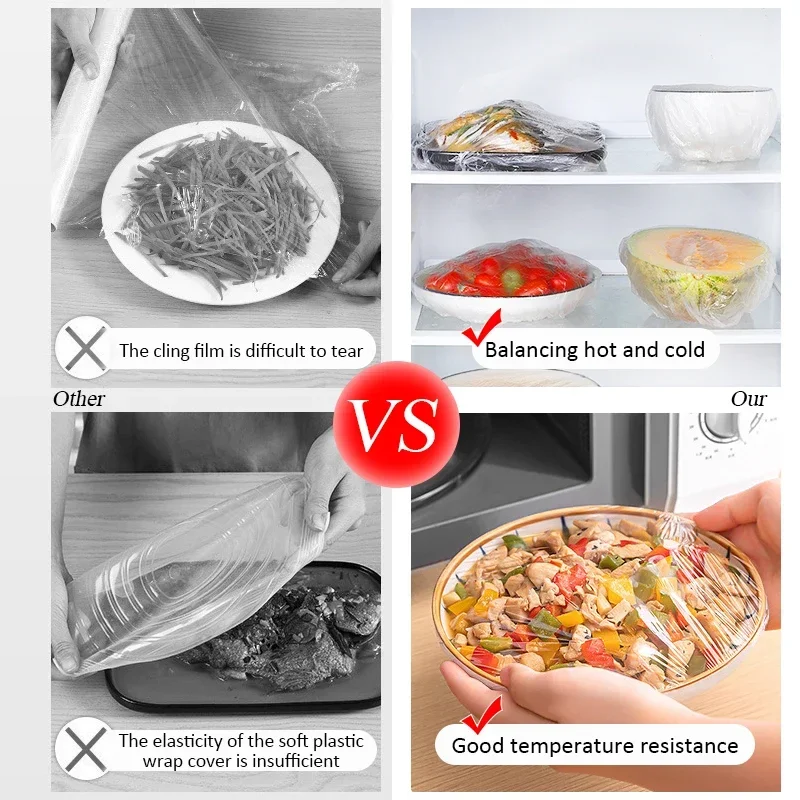 50/100 Pcs Disposable Food Cover Kitchen Nylon Packaging Storage Bags Plastic Elastic Wrap Food Covers Fresh-keeping Lid Plate