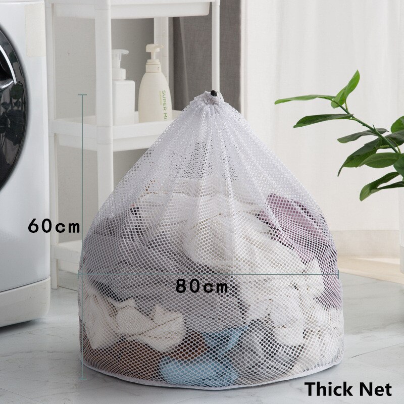 Bolsa de Malla con Cordón para Lavadora, de Gran Capacidad, para Lavar Ropa Interior, Sujetadores, Calcetines, Red, de Almacenamiento: Thick net 60-80cm