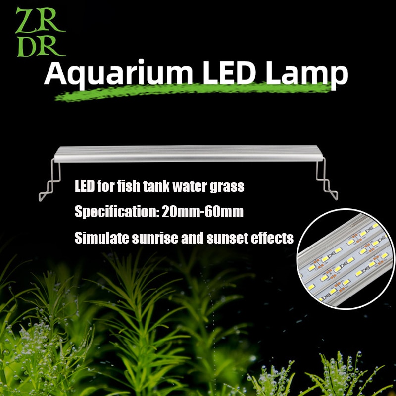 Zrdr Aquarium Planten Led Licht Aluminium Ultra-Dunne Waterdichte Metalen Beugel Waterscape Verfraaiing Lamp Planten Lamp