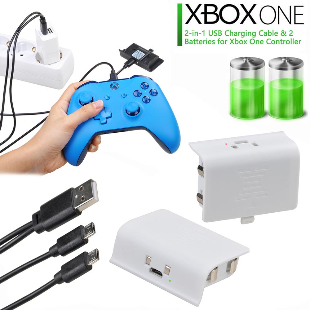 2Pack Ni-Mh Batterij Voor Xbox One / Xbox One S/Xbox One X/Xbox One Elite Draadloze controller Met 2-In-1 Usb-oplaadkabel