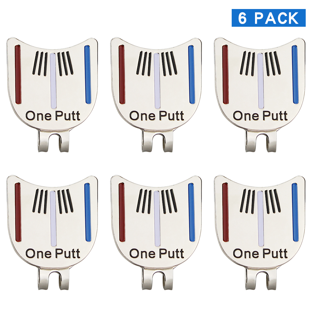 Pak van 6 Stuks Een Putt Golfbal Mark plus Magnetische Golf Hoed Clip Golf Marker