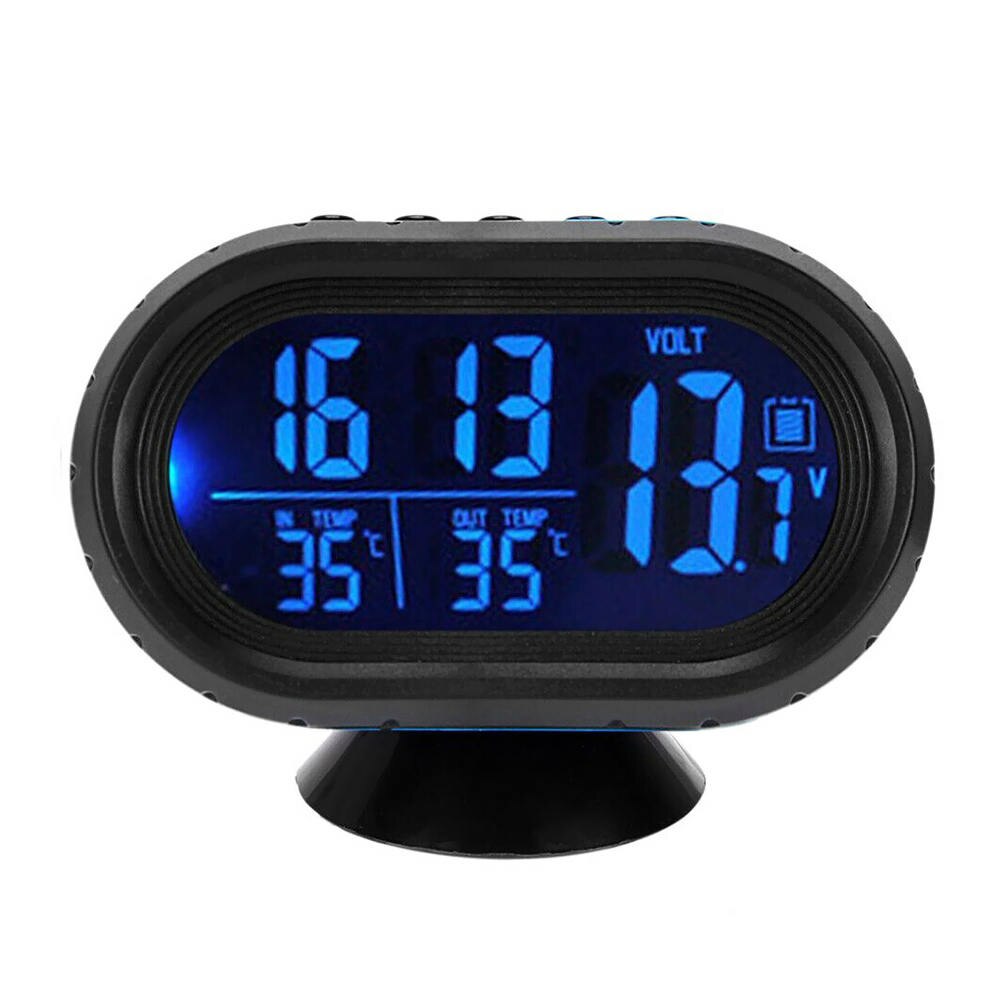 2 w 1 12V / 24V cyfrowy automatyczny termometr samochodowy + akumulator samochodowy woltomierz miernik napięcia próbnik monitor + zegar elektroniczny gorąca sprzedaż