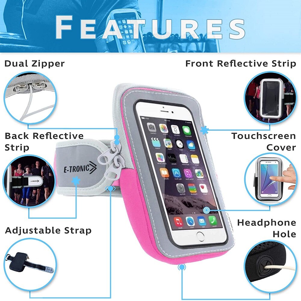 Universal 6&quot; Sports Running Armband Phone Holder Sweatproof Fitness Gym Cell Phone Case Armbag with Key Holder Wallet Card Slot